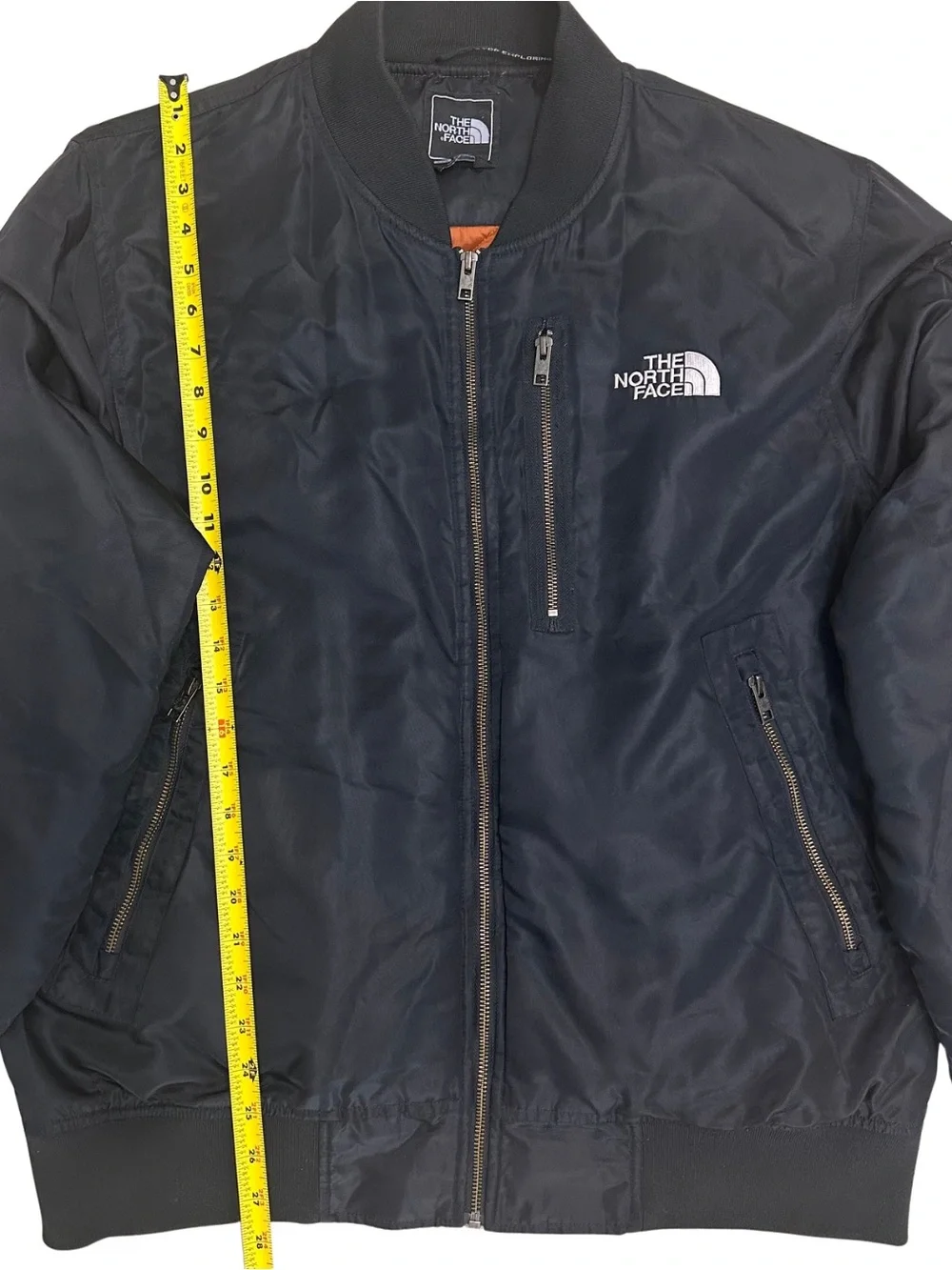 The North Face Black MA-1 Flight Bomber Jacket SZ L Quilted Liner Full Zip EUC